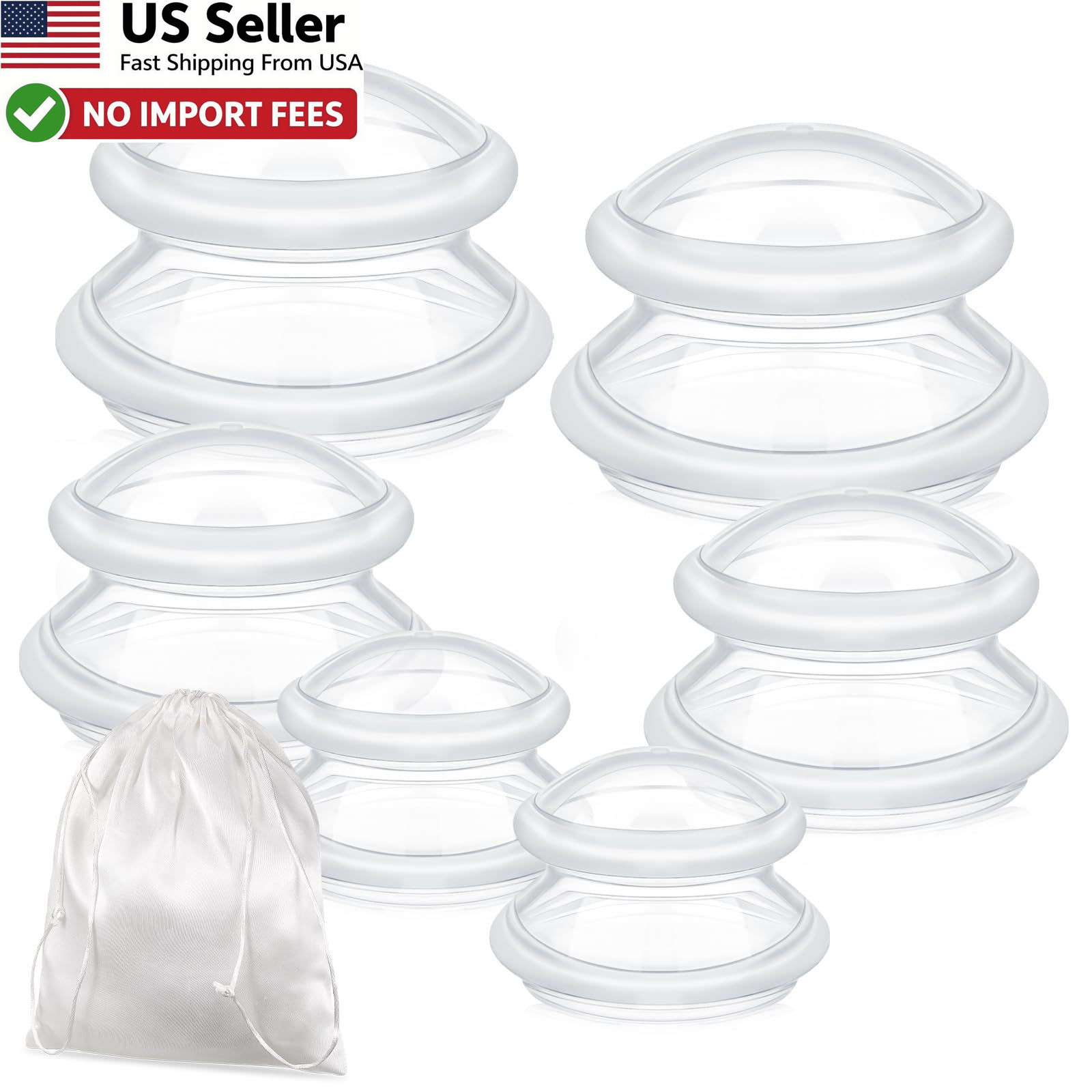 TrelaCo 6 Pcs Silicone Cupping Kit Chinese Massage Therapy Set Joint Pain Relief