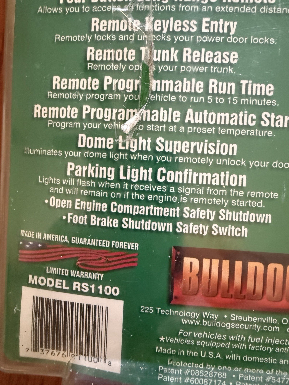 Bulldog Security Remote Vehicle Starter System RS1100 Long Range