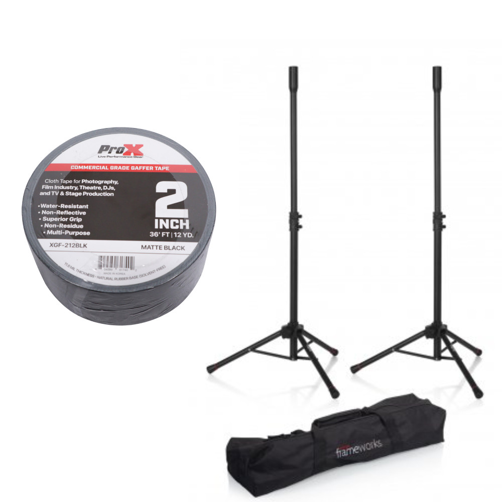 Gator Frameworks Mini Speaker Stand Pair w/ Carry Bag + Black Gaffer Tape