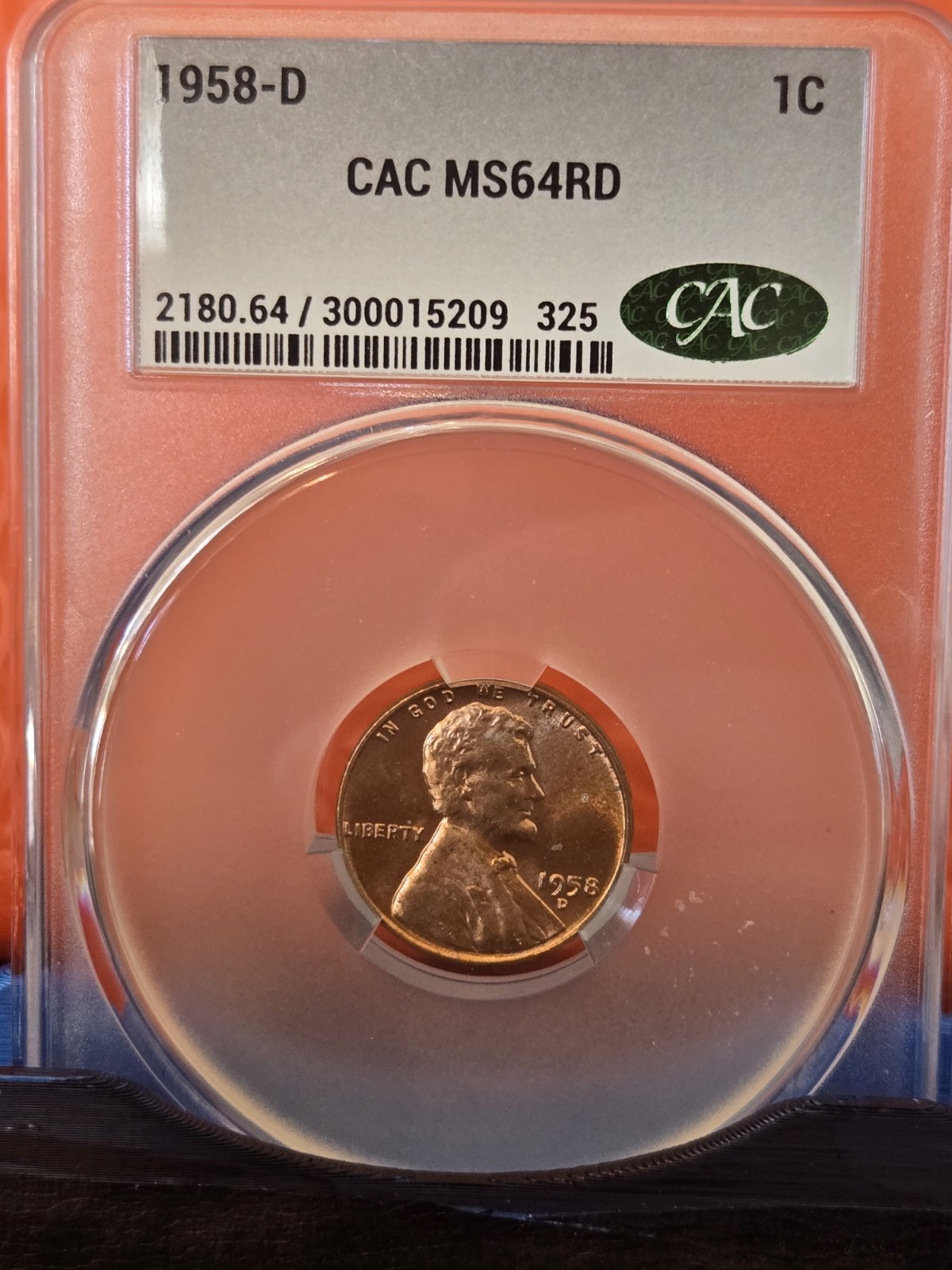 1958-D CACG 1 Cent MS 64 RD Nice Eye Appeal