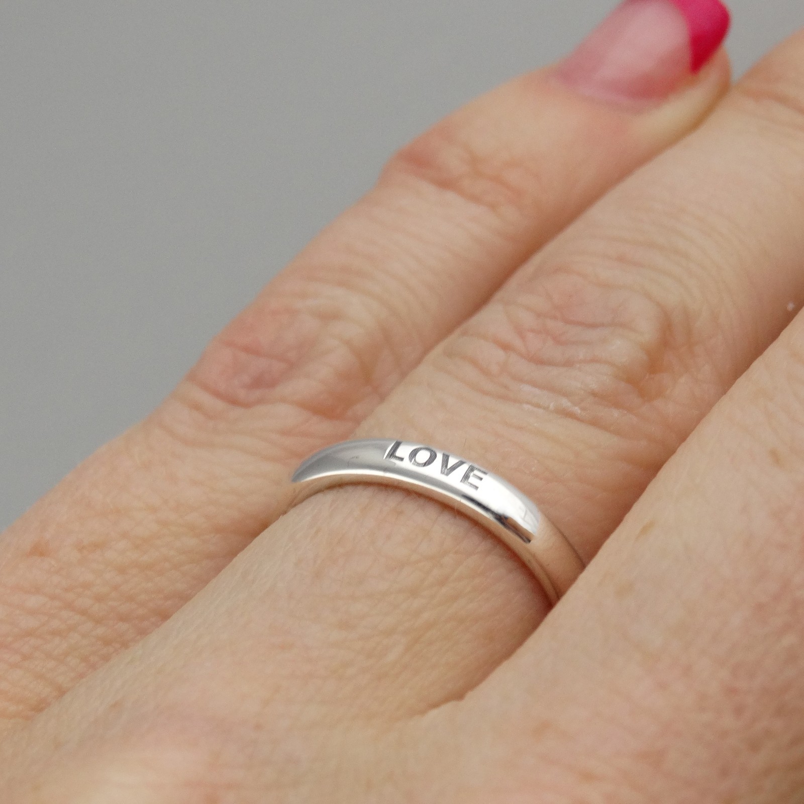 Love Ring - Engraved Stackable Ring - 925 Sterling Silver - Love Wedding