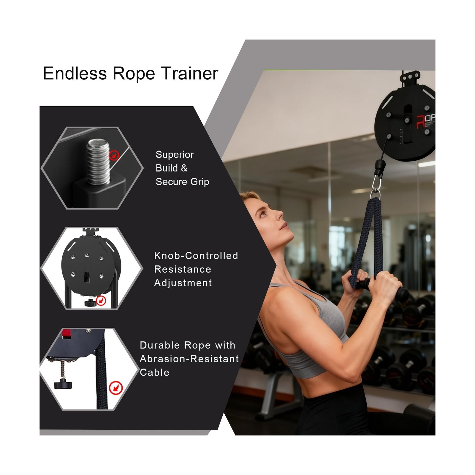 Endless Rope Trainer,Portable Cable Pulley System,Pulley Cable Machine System...