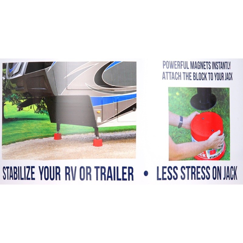 Trailer Jack Block Stabilizer RV Trailer Easy Install Stackable Magnet Base Red
