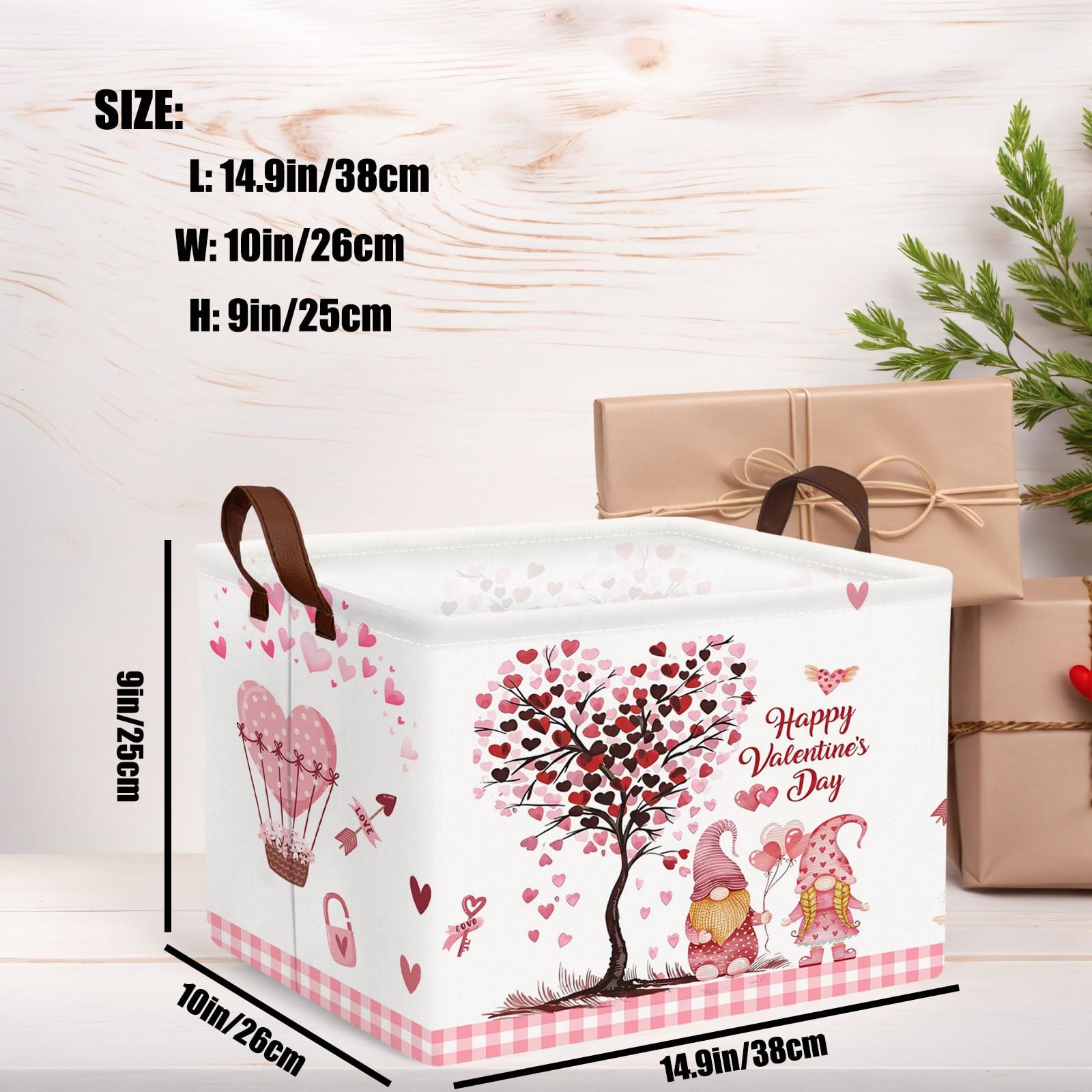 ASKETAM Valentine's Day Basket Gift for Empty Cute Heart Large Storage Bin fo...