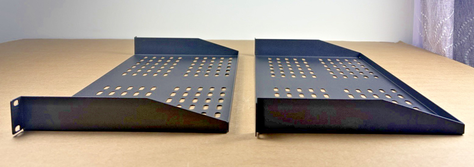 2Pcs 1U Server Rack Shelf Vented Shelves for Good Air Circulation 17.6''x10''