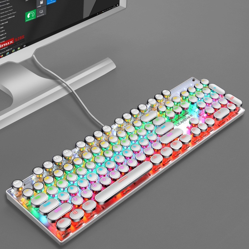 Mechanical Gaming Keyboard 104 Keys RGB Backlit USB Wired Waterproof
