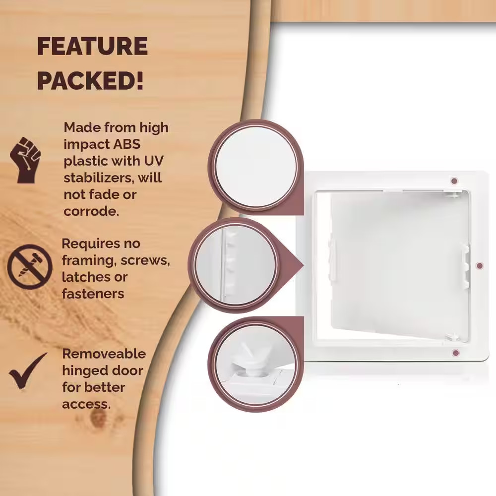 12 In. X 12 In. White Plastic Drywall Access Panel