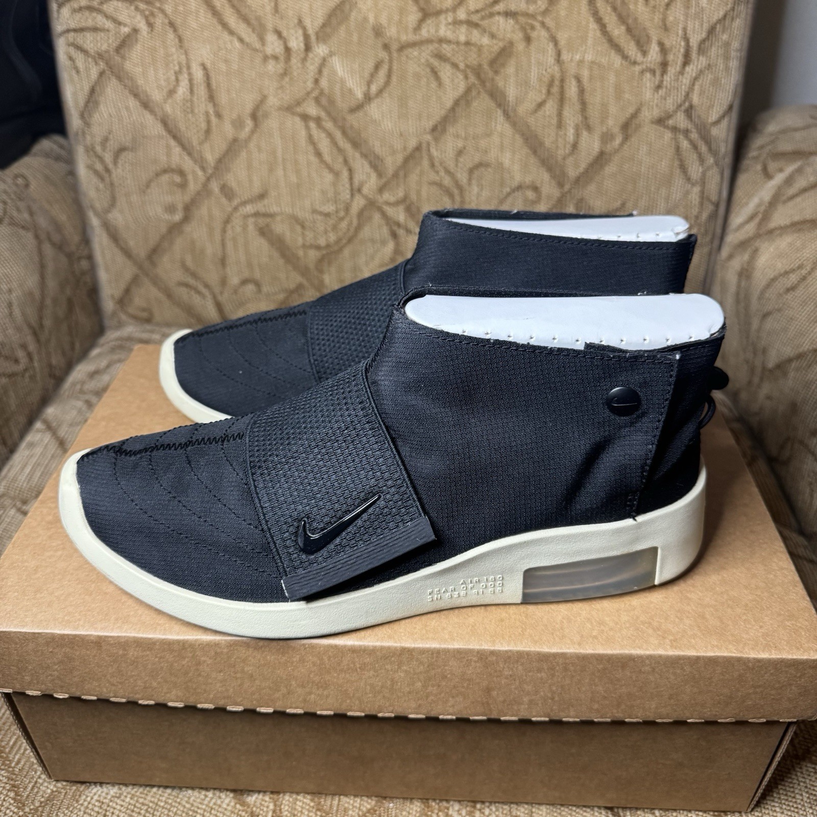 Nike Air Fear Of God MOC Mocassin Black-Fossil Men's Sneakers Shoes Size 9 EUC