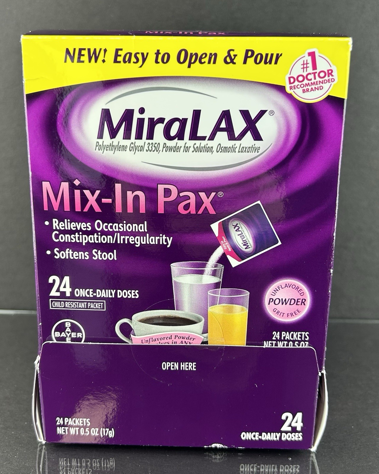 MiraLAX Travel Packets 23 ct Open Box Unflavored Exp 02/2027