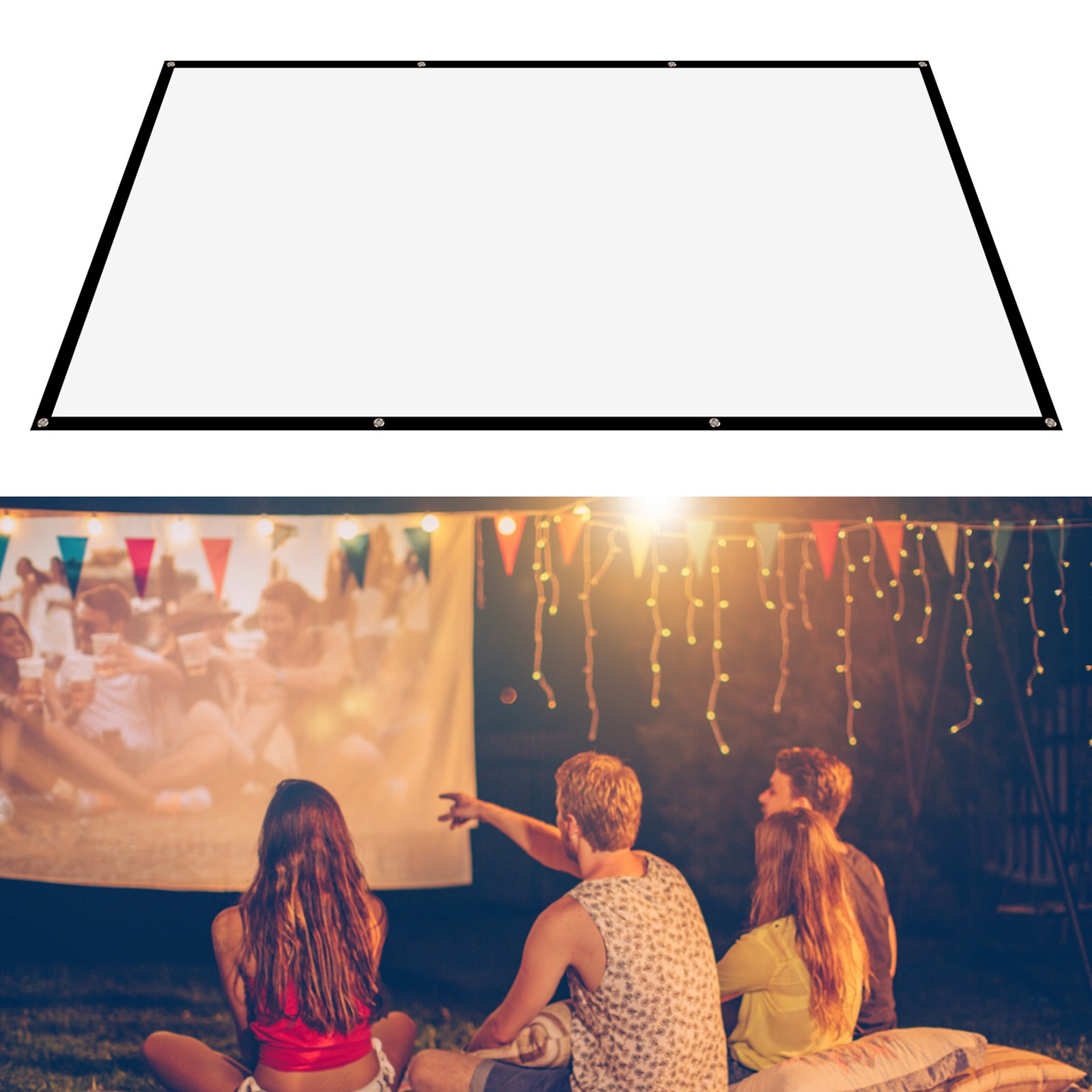 100 Inch Projector Screen Foldable Portable Soft Clear HD Projector Screen JDVF