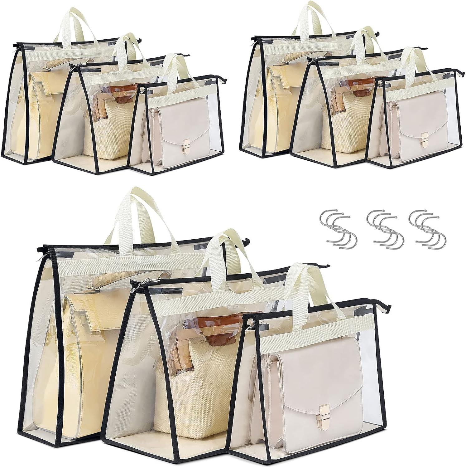 9 Pack Dust Bags for Handbags, Clear Handbag Storage, Purse