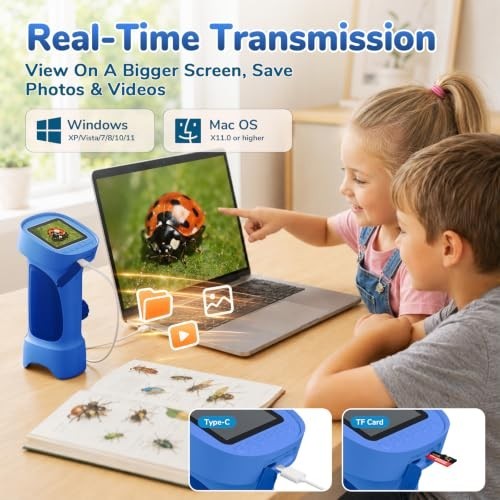 1000X Handheld Digital Microscope for Kids with 2.4" IPS Screen | Portable...