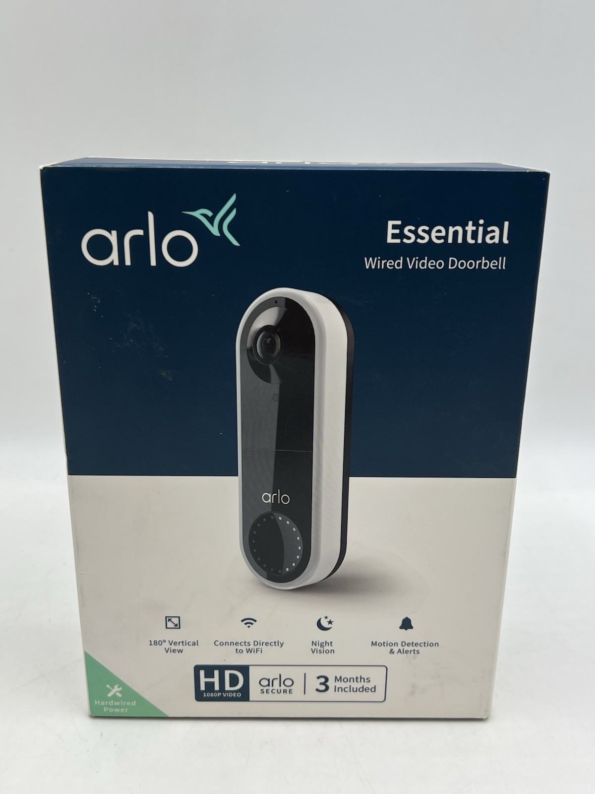 Arlo Essential Wired Video Doorbell - HD Video,Night Vision, Audio, 3 Months Inc