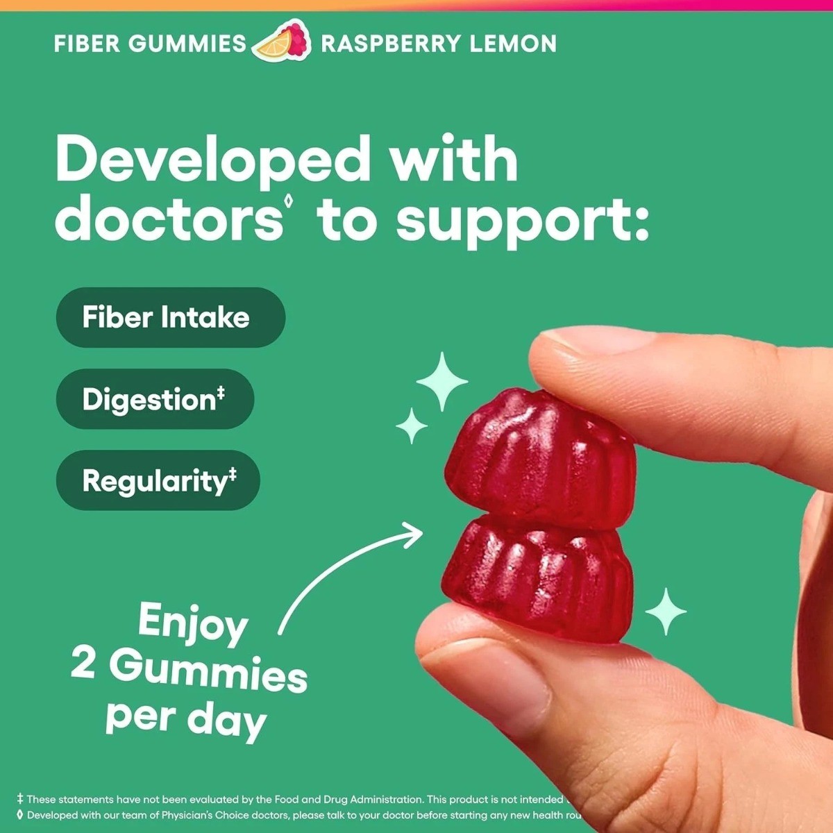 Physician’s Choice Fiber Gummies for Digestive Health & Regularity - Raspberry L
