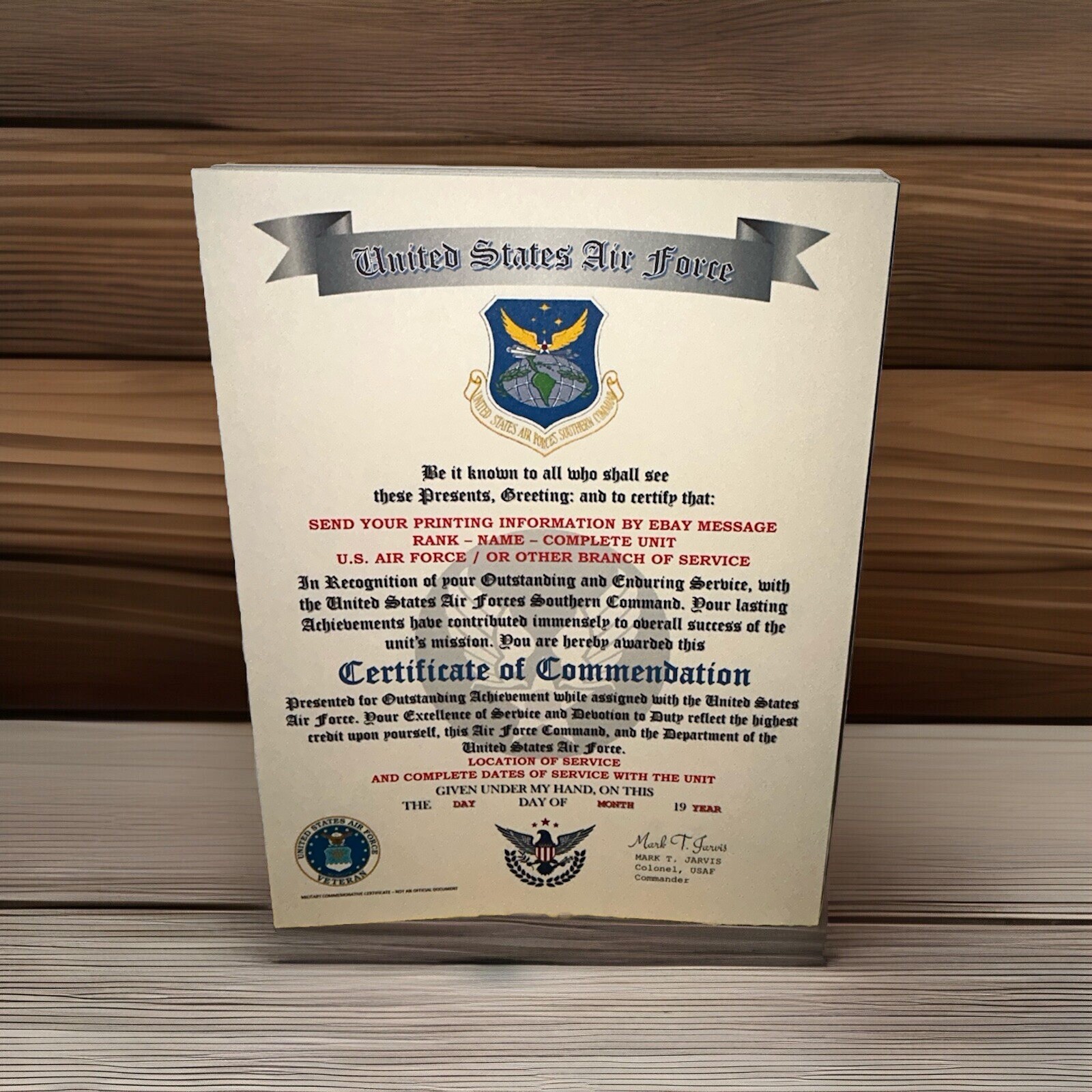 U.S.A.F. / U.S. AIR FORCES SOUTHERN COMMAND - CERTIFICATE OF COMMENDATION