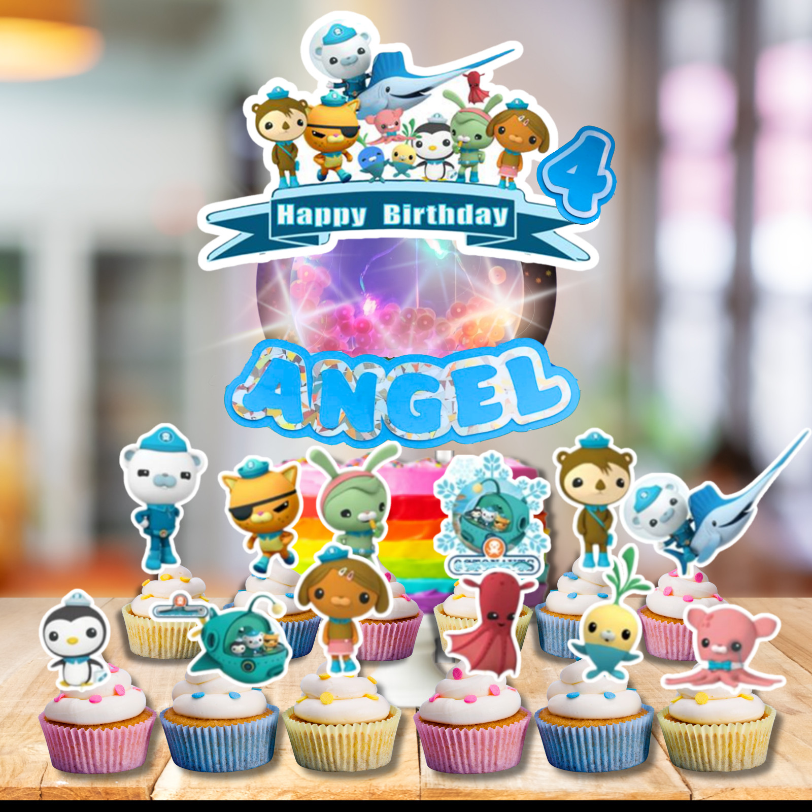 FREE CUSTUM OCTONAUTS CUPCAKE CAKE TOPPER BIRTHDAY SUPPLIES DECORATION
