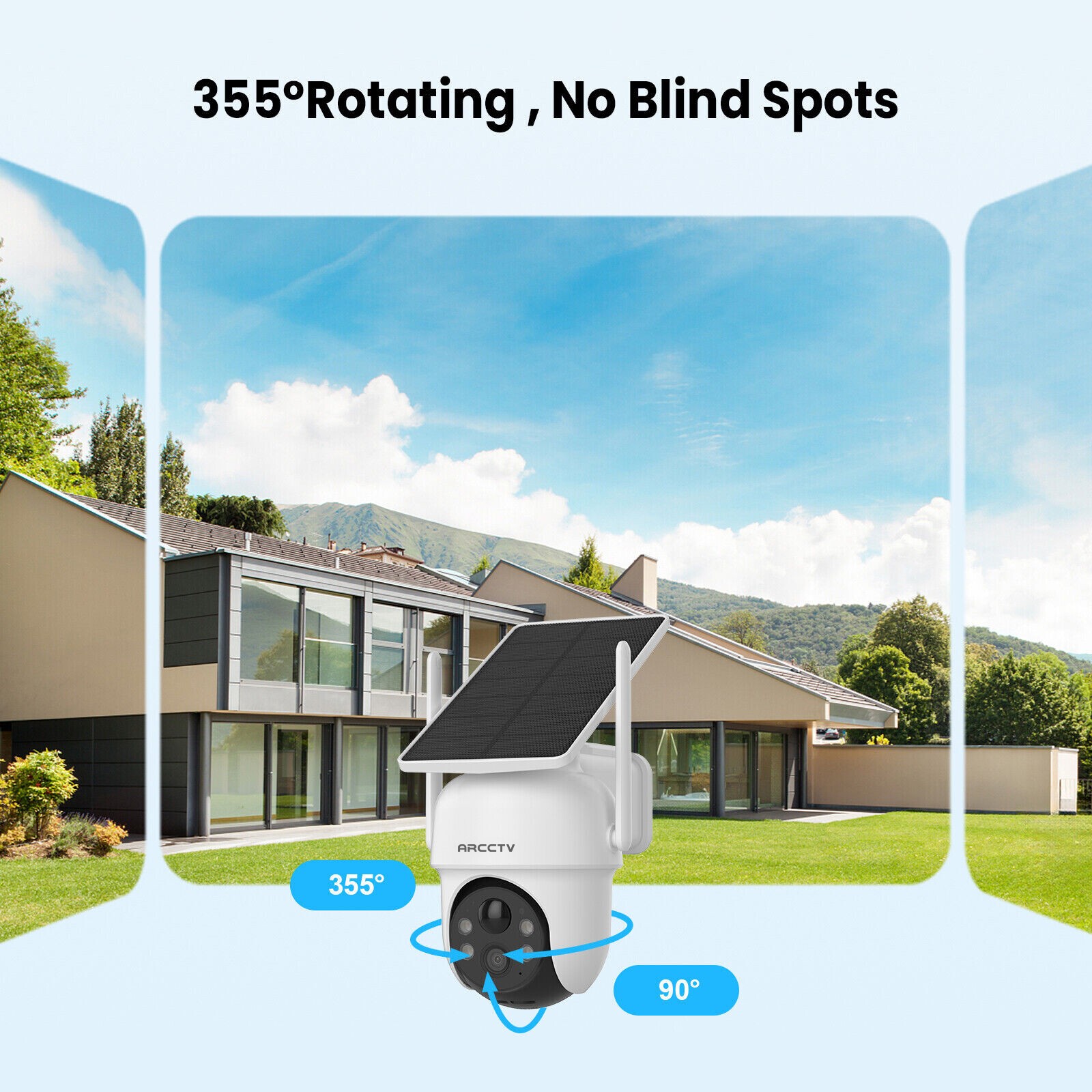 ARCCTV Outdoor Wireless Security Camera System Solar Battery Powered WIFI Camera