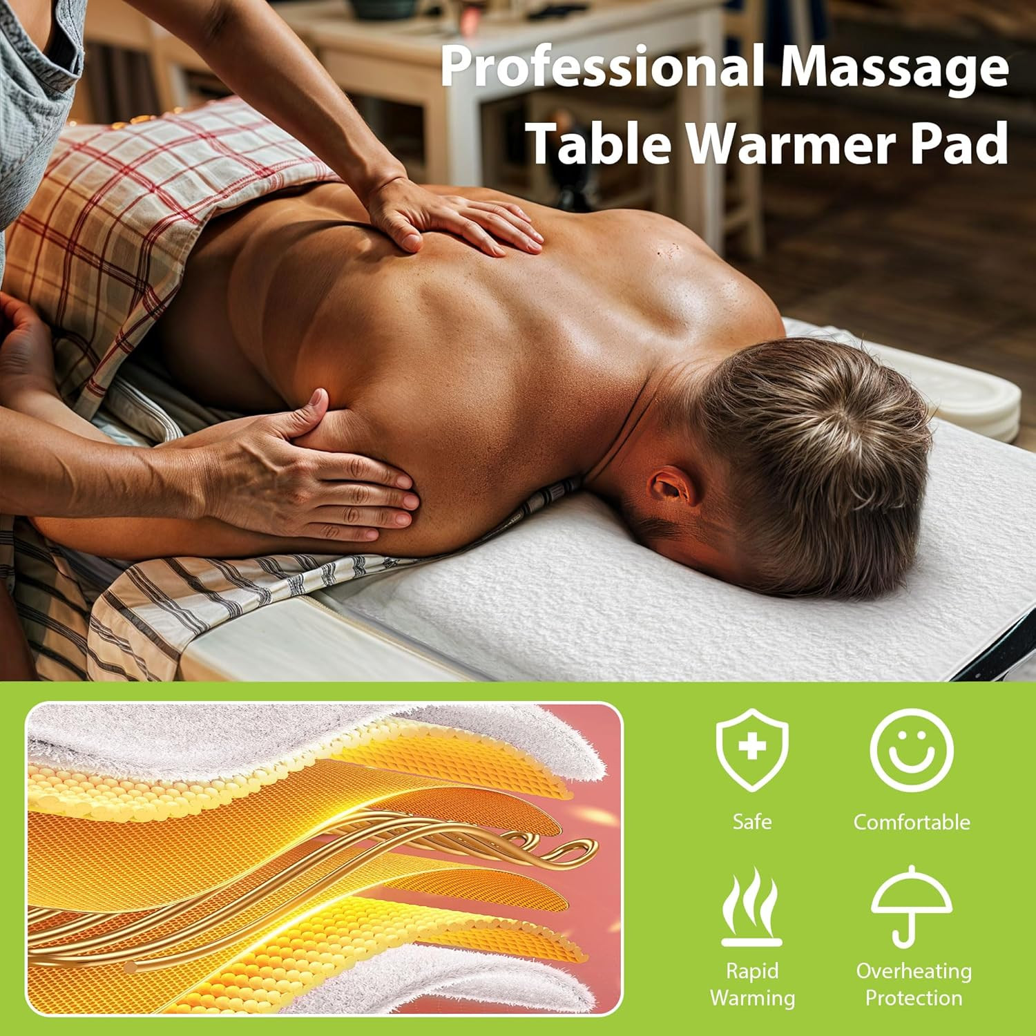 Massage Table Warmer Heating Pad Professional SPA Massage Bed Warmer with Timer,