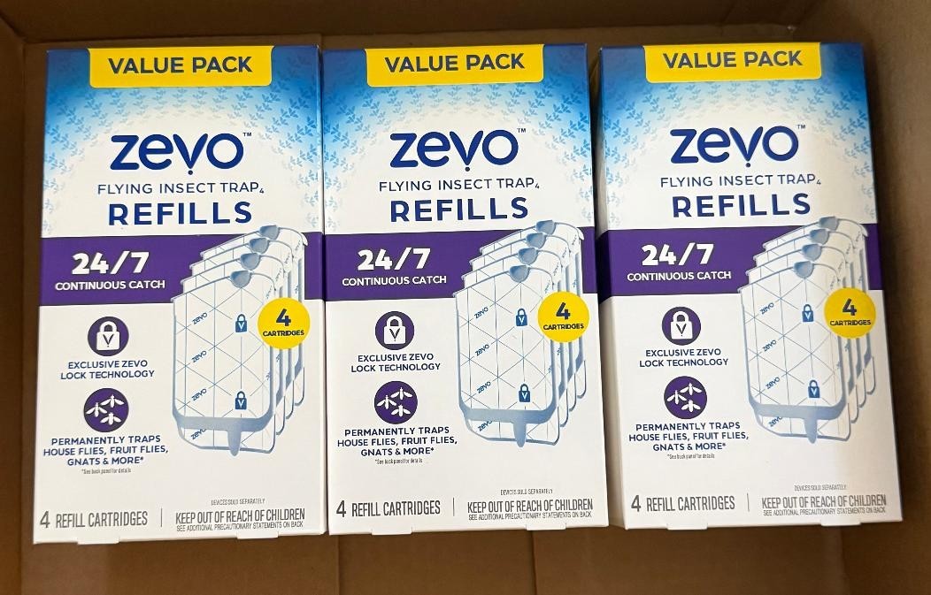 ZEVO Flying Insect Trap Indoor Glue Refill Cartridges Value 4 Pack TOTAL 12 PK