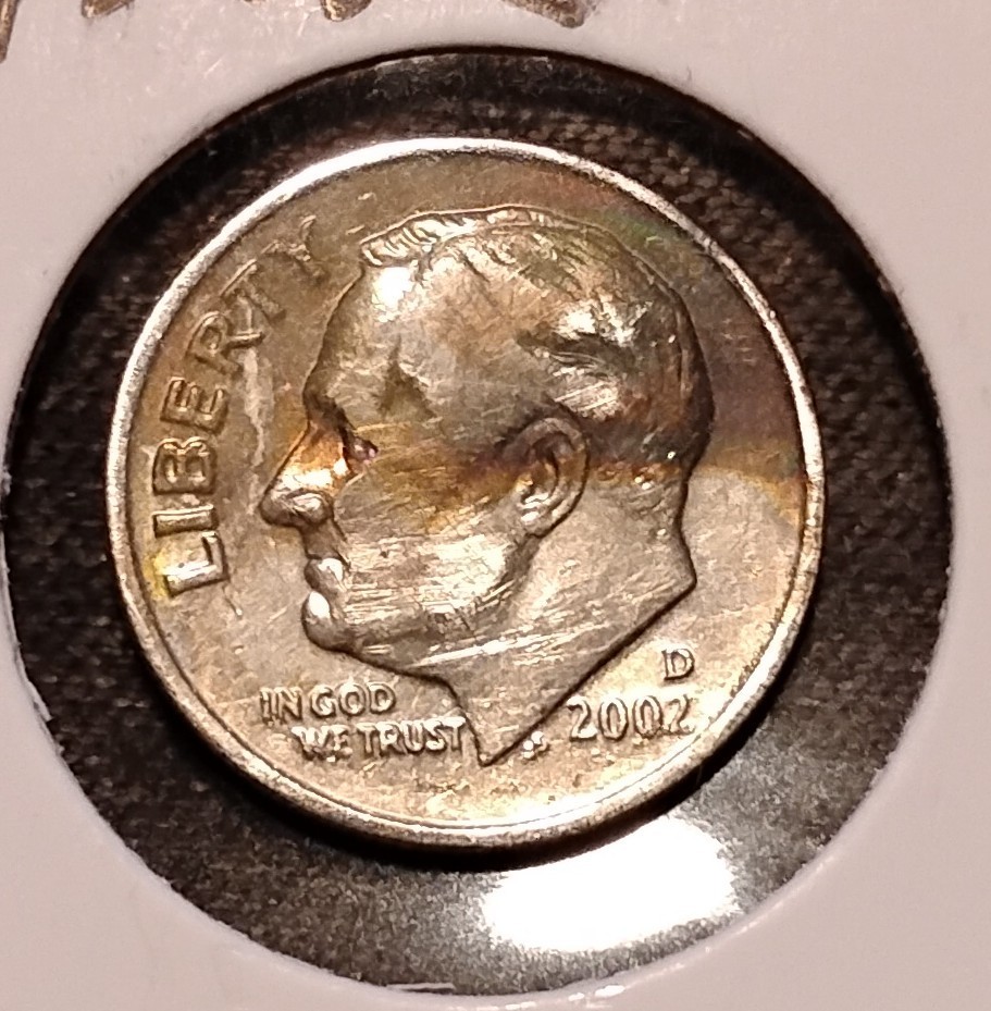2002 Toned Roosevelt Dime