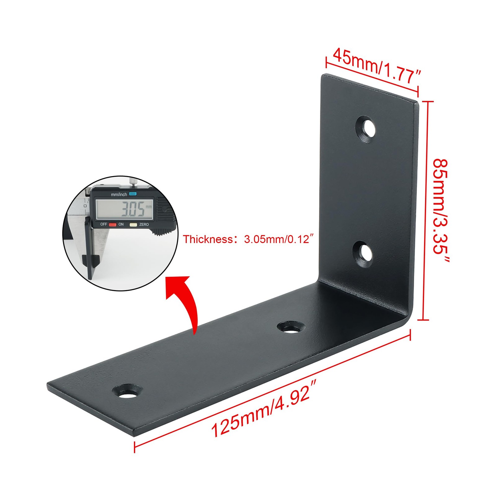 Floating Shelf Brackets Heavy Duty L-Shaped Wall Brackets - Black Angle Corne...