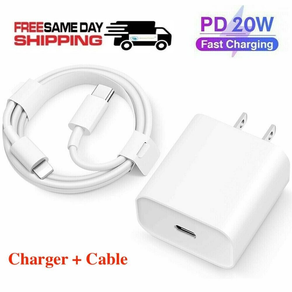 20W Super Fast Wall Charger Type USB-C 3ft Cable for iphone apple 14 13 12 11 XR
