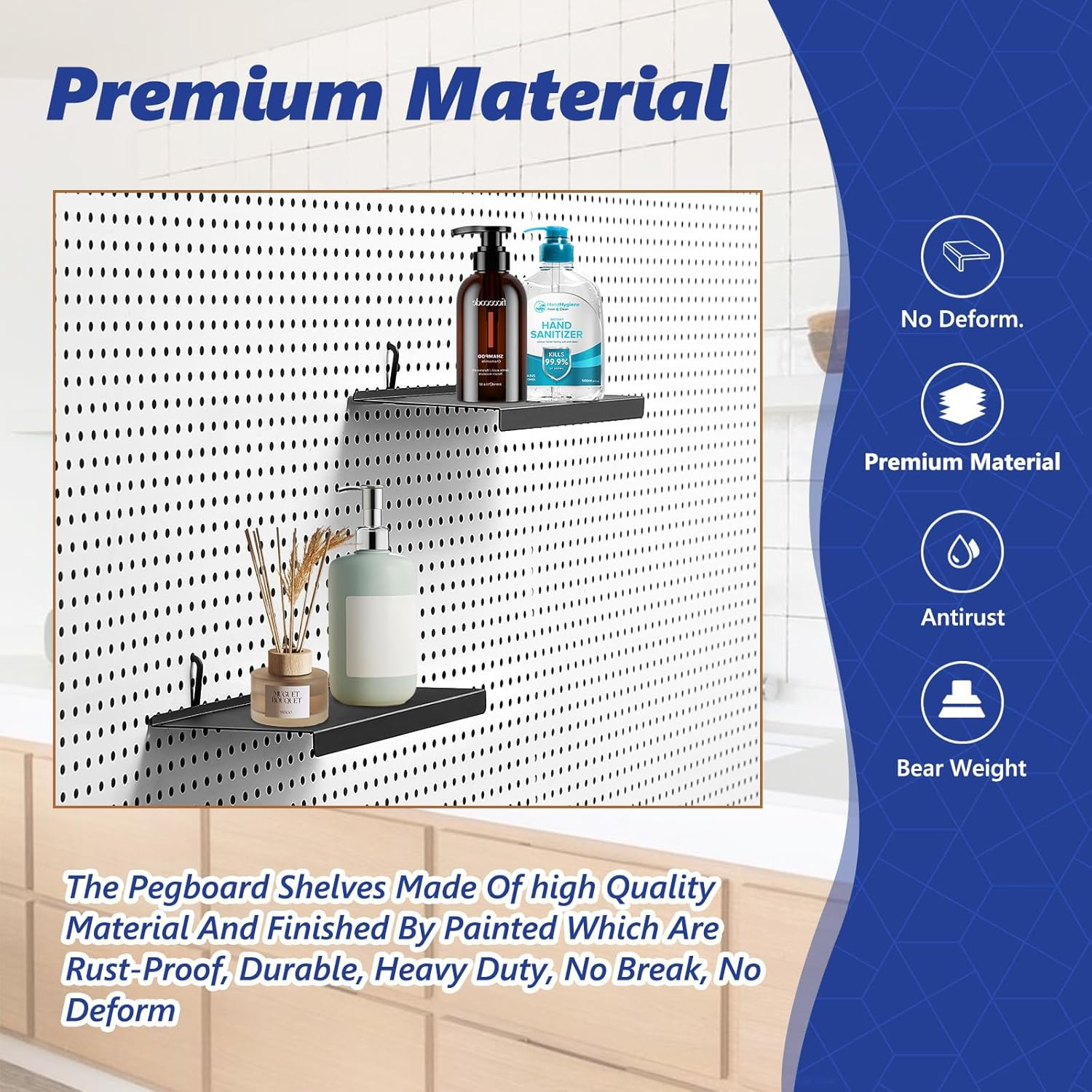 20-Pack Metal Pegboard Shelves, 10x4.3 Inch Black Display Storage Solutions