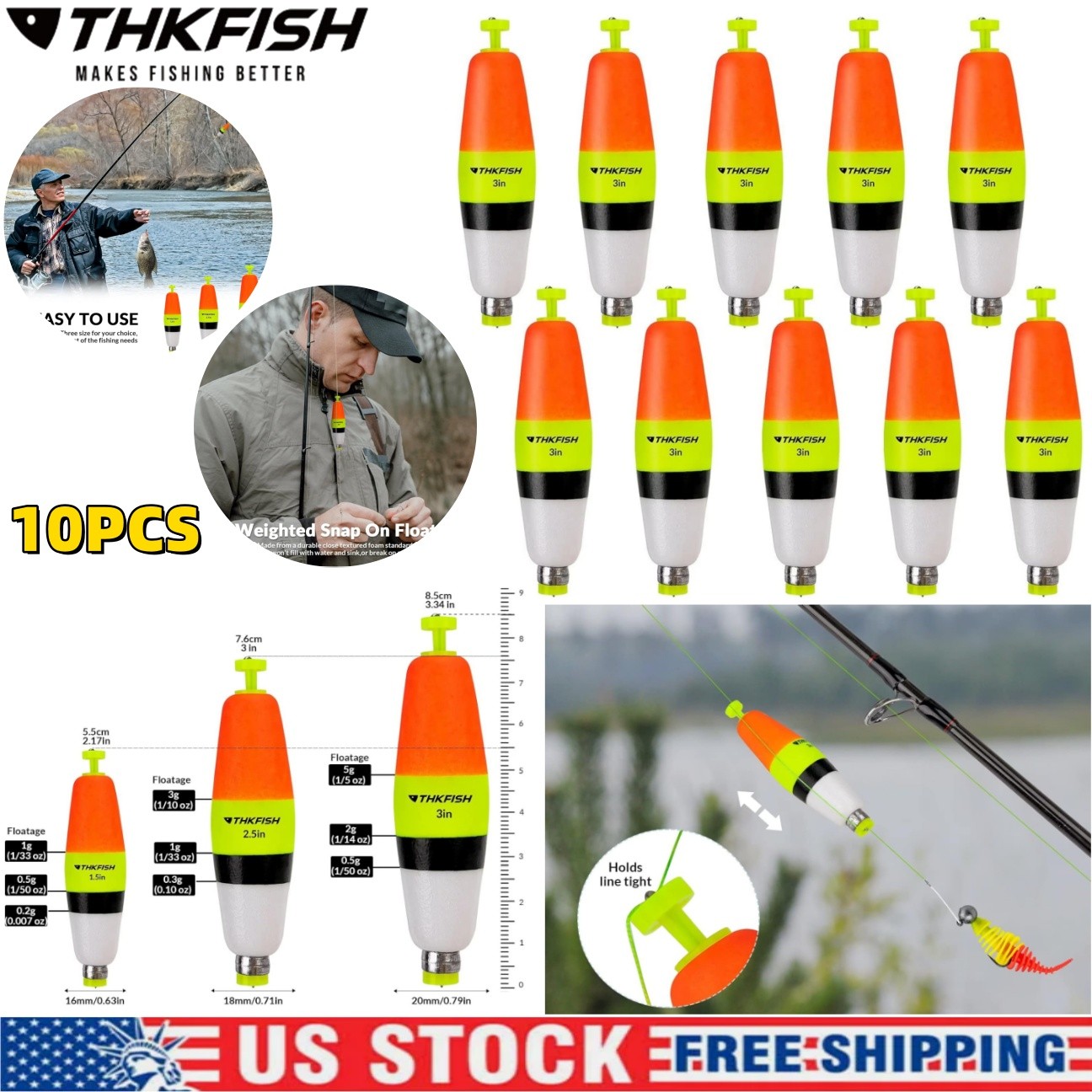 10PCS EVA Foam Fishing Bobbers High Buoyancy Coil Floats Sea Fishing Oval Floats