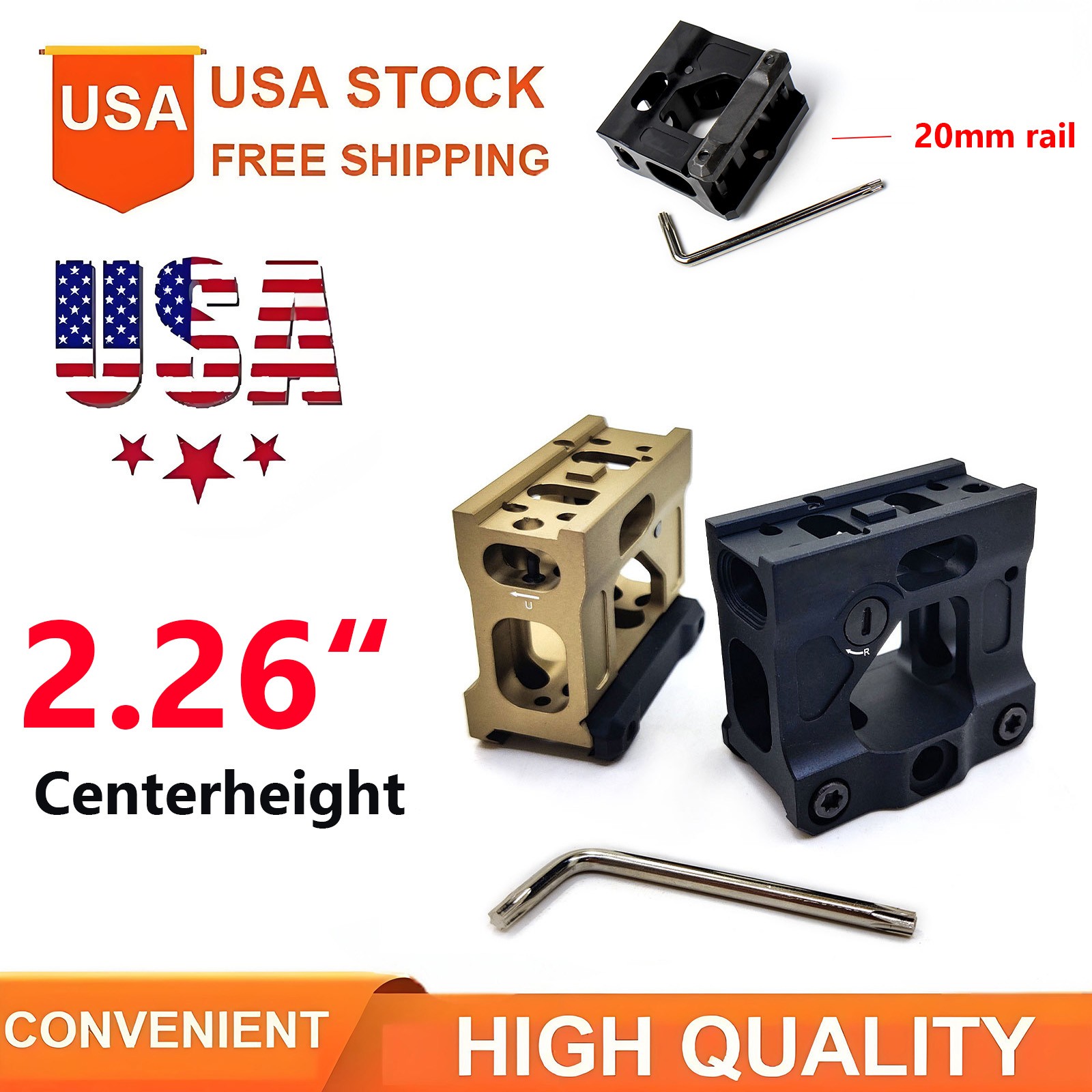 2.26" Tactical FAST Riser Optics Mount For Red Dot Sight Scope Base Fit Pic Rail