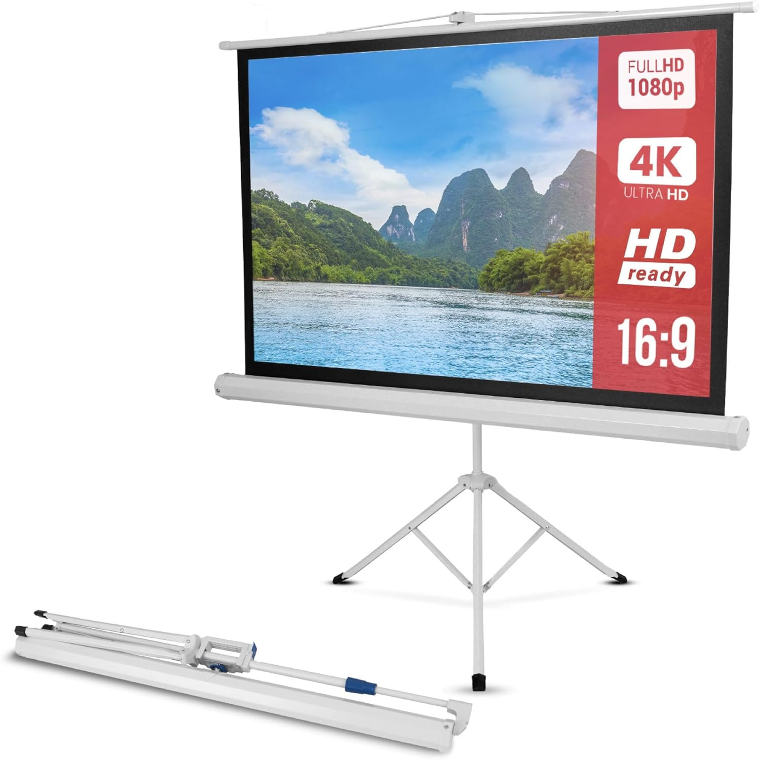 50 Inch Portable Projector Screen with Tripod Stand – Lightweight, Durable, Easy