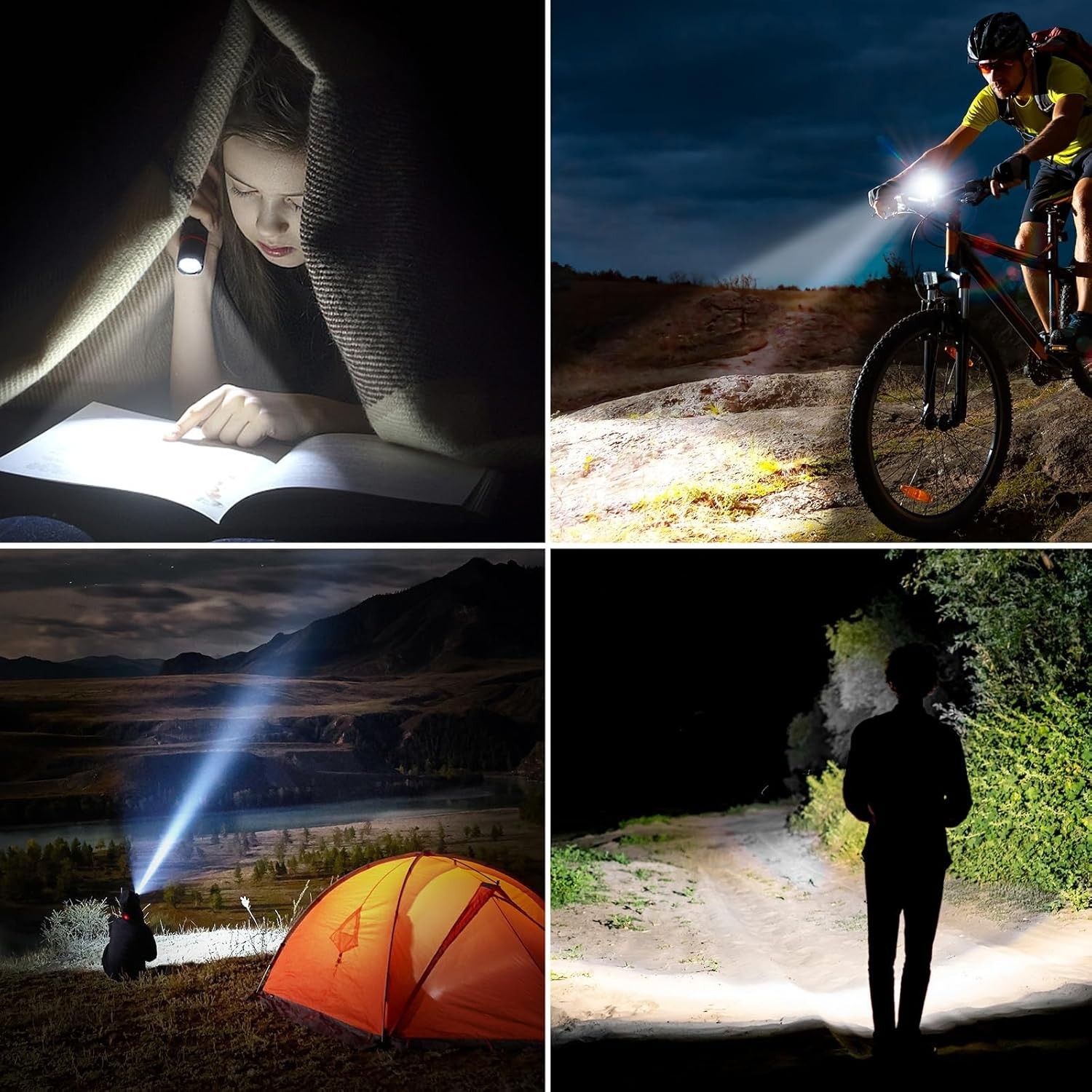 Blukar LED Flashlight Rechargeable 2 Pack, Super Bright Adjustable Focus Handhel