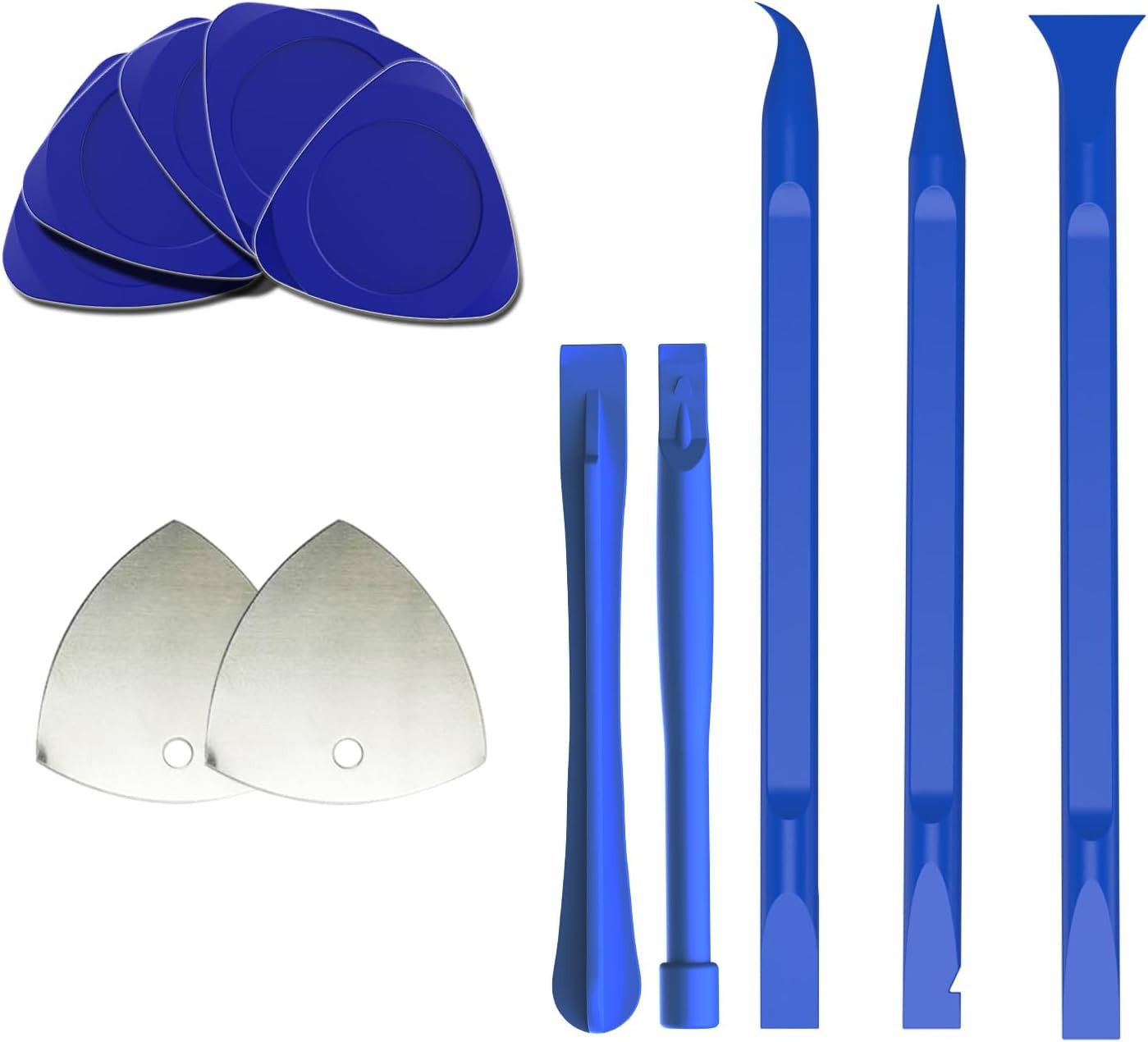 10pcs Plastic Spudgers + 2 Metal Triangular Pry Bar Set for iPad, Laptop, iPhone