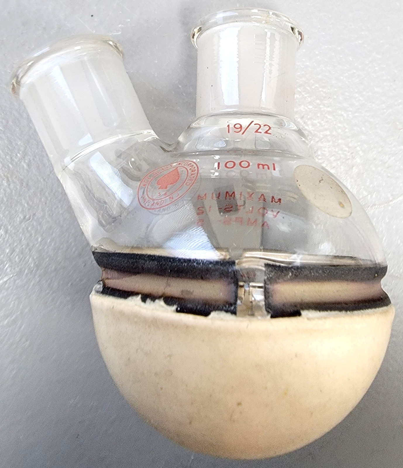 Ace Glass Instatherm 100ml 2-Neck Round Bottom Flask 19/22 Center & Side Joints