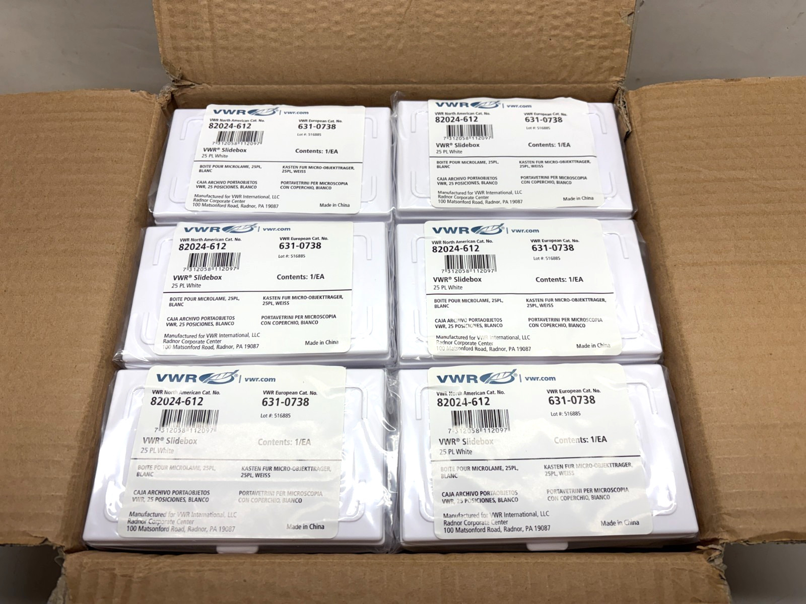 24 / Case VWR 82024-612 Slidebox 25 PL White