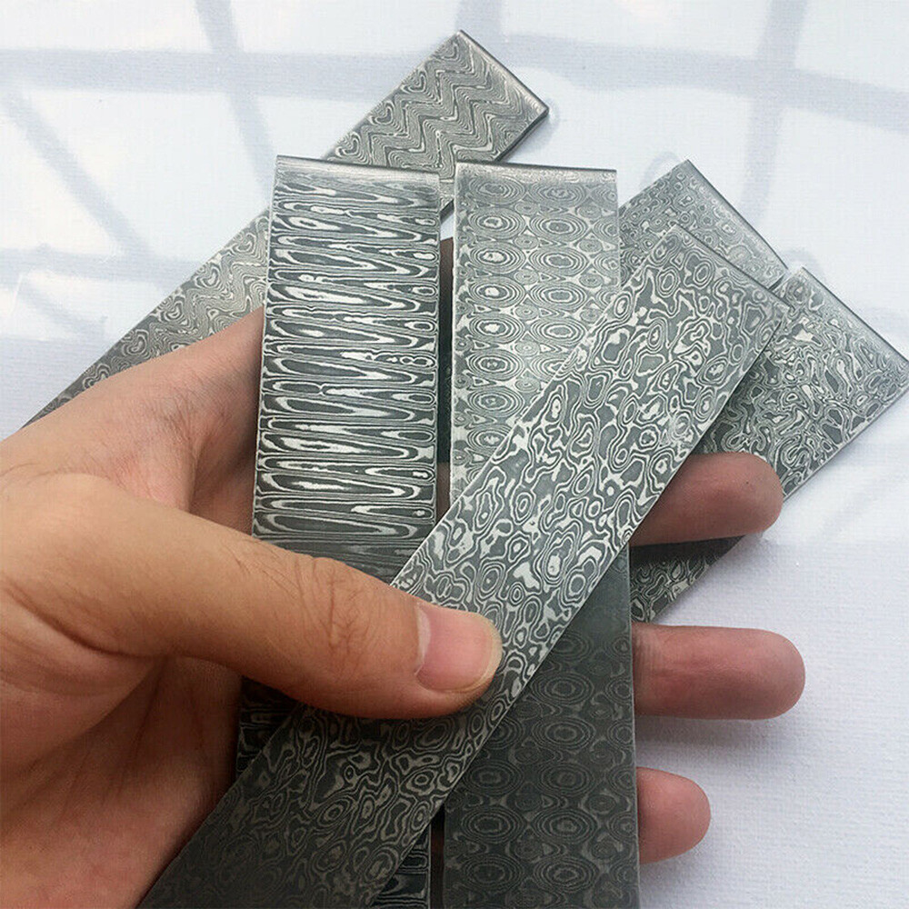 Damascus Steel Billet/Bar For Knife Making Supplies Rain Drop / Wave Pattern EOB