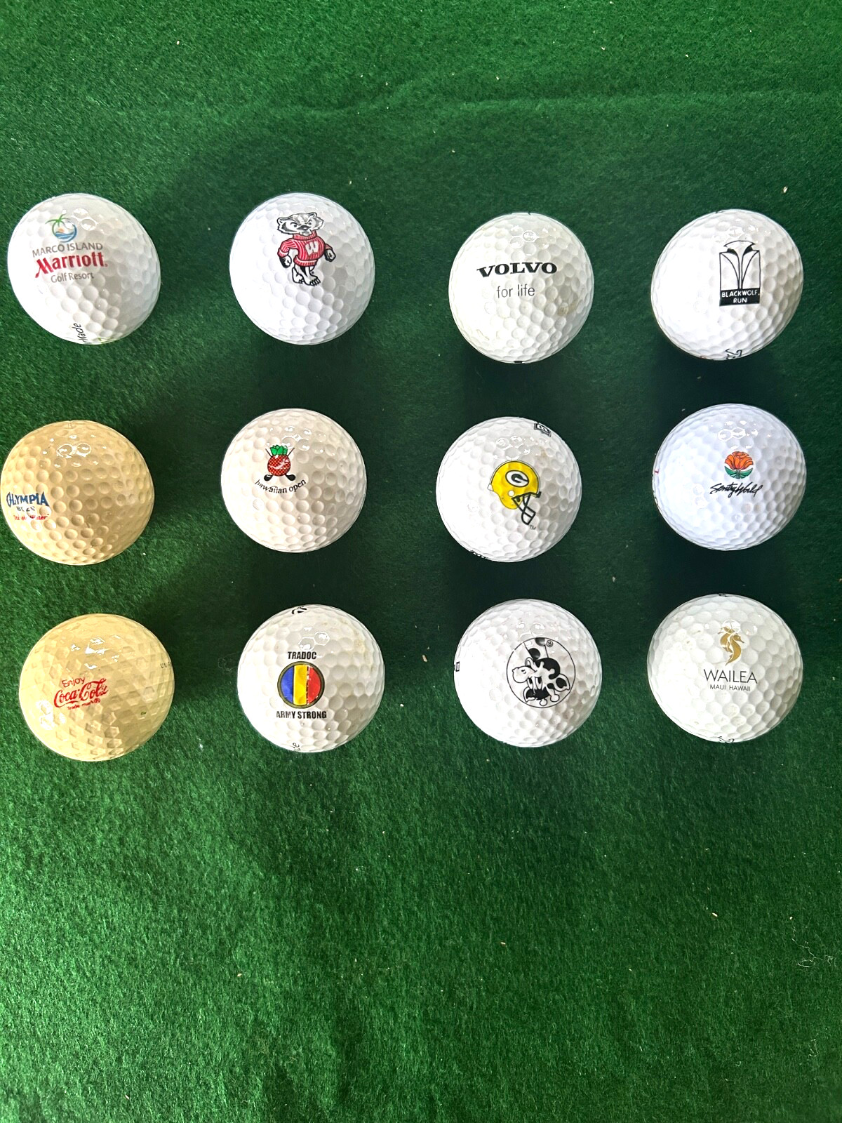 Logo Golf Balls, Misc Lot of 12 balls, Coca Cola, Golf Courses, Super Bowl 1997