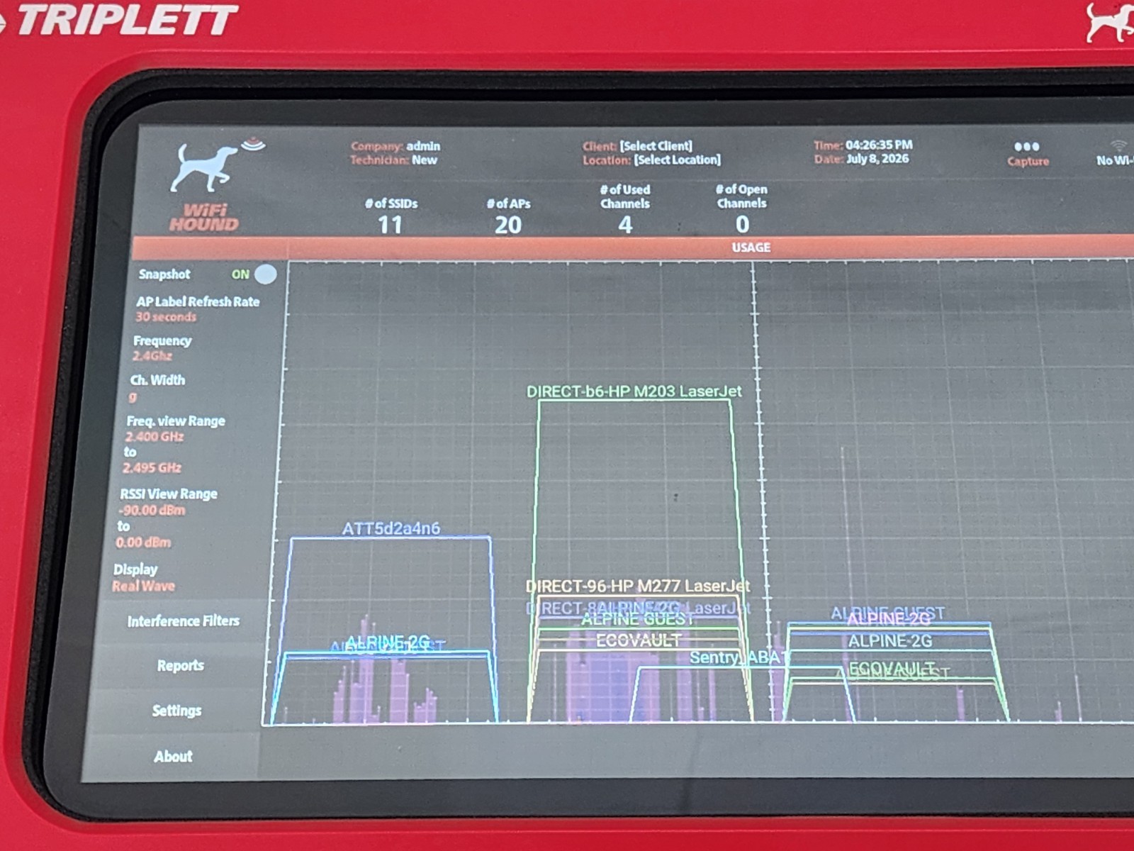Triplett WFHound WiFi Hound RF Spectrum Analyzer