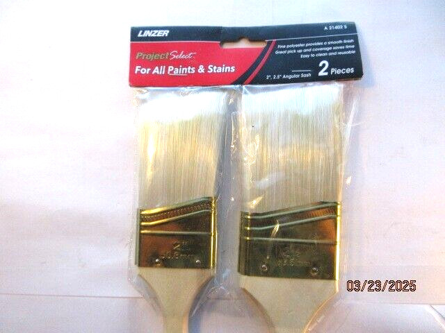 2 LINZER PROJECT SELECT PAINT/STAIN 2" & 2.5" BRUSH, FINE POLYESTER ANGULAR SASH