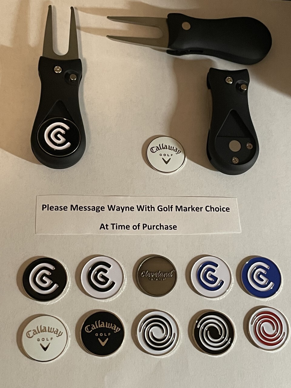 (1) Switchblade Golf Divot Tool & (1) 'YOUR CHOICE' 1" Coin Golf Marker