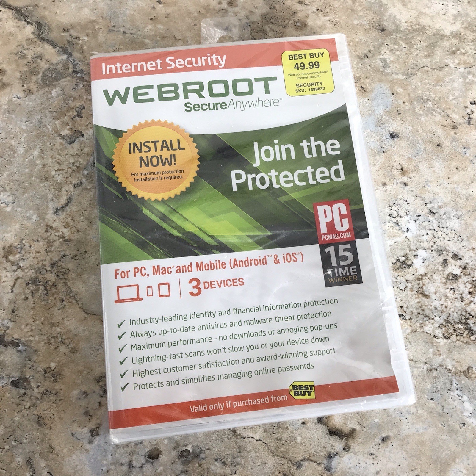 WEBROOT SECURE ANYWHERE INTERNET SECURITY FOR PC, MAC & MOBILE - SEALED