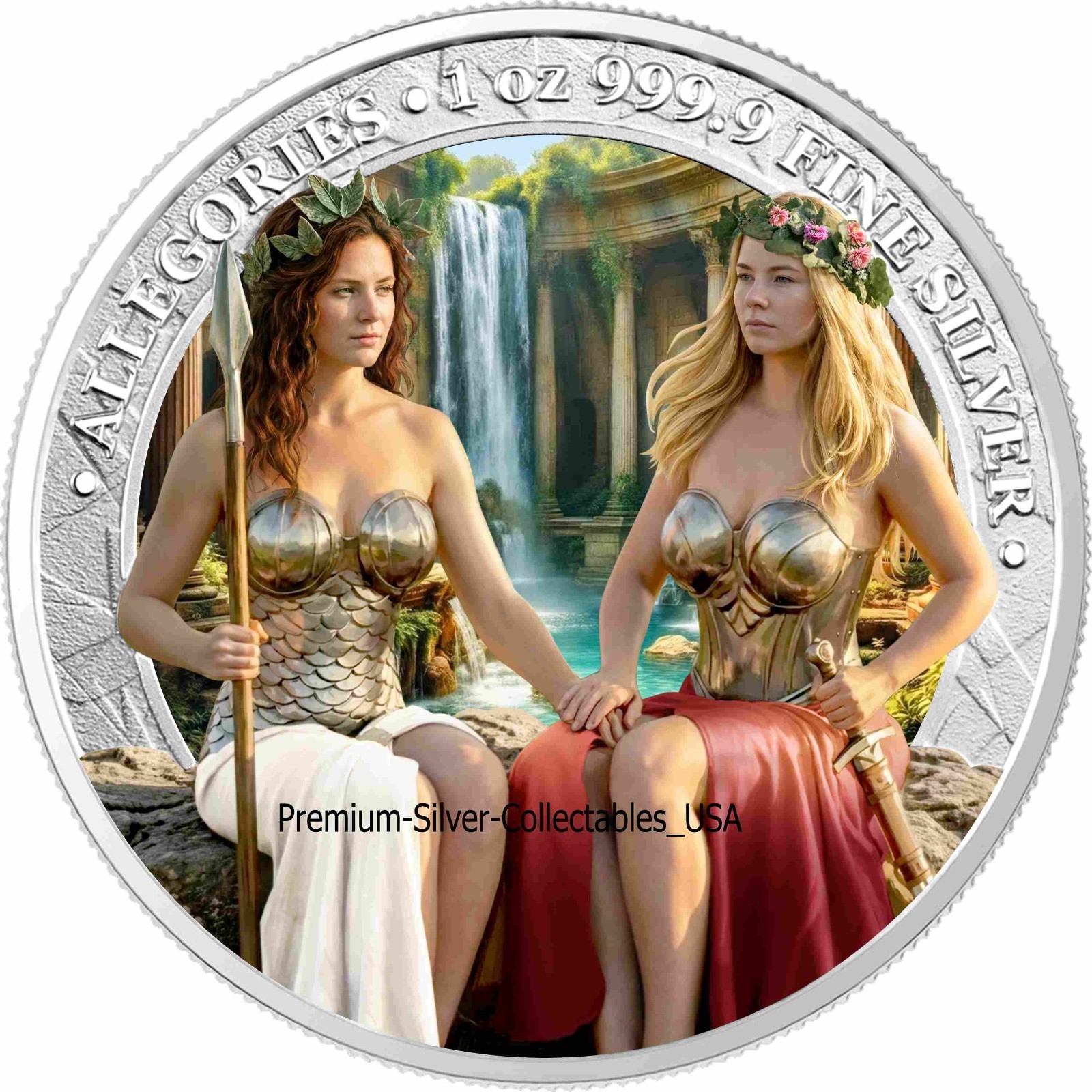 2021 Germania Allegories "Austria & Germania 1 Ounce Silver Colorized Coin!