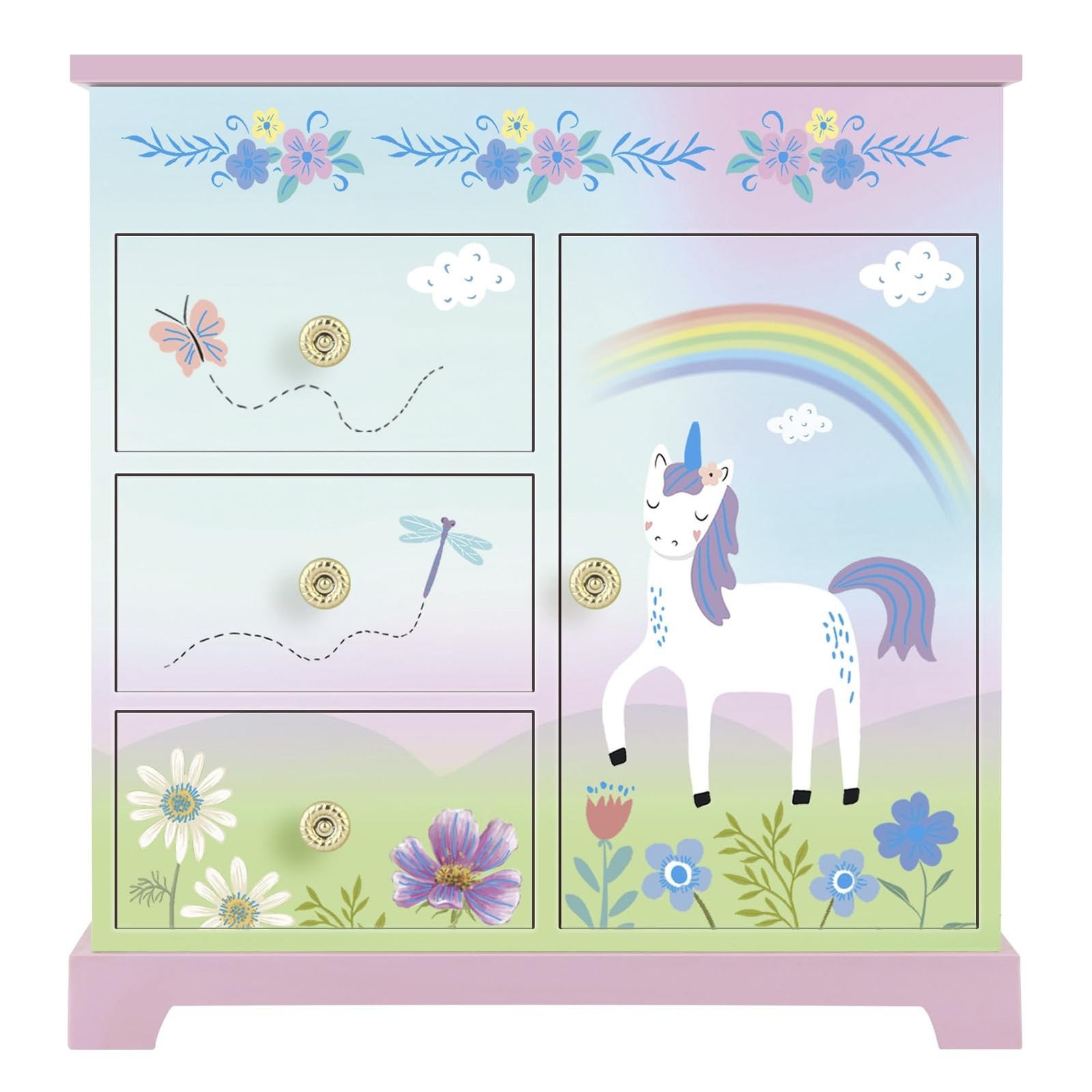 RR ROUND RICH DESIGN Big Music Jewelry Box for Girls with 3 Drawers and Lagrg...