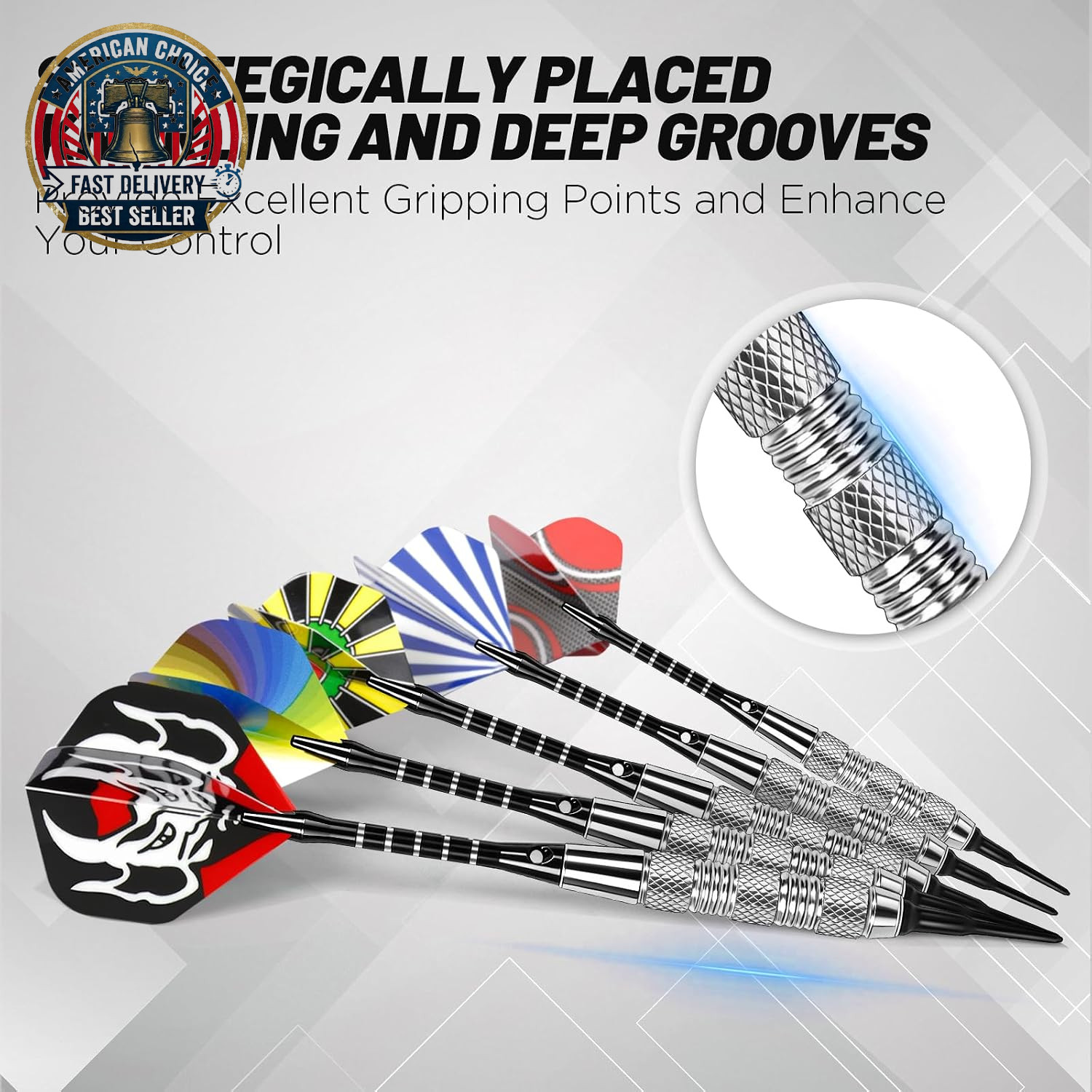 Darts Plastic Tip - 15 Pack Soft Tip Darts Set for Electronic Dartboard - 18 Gra