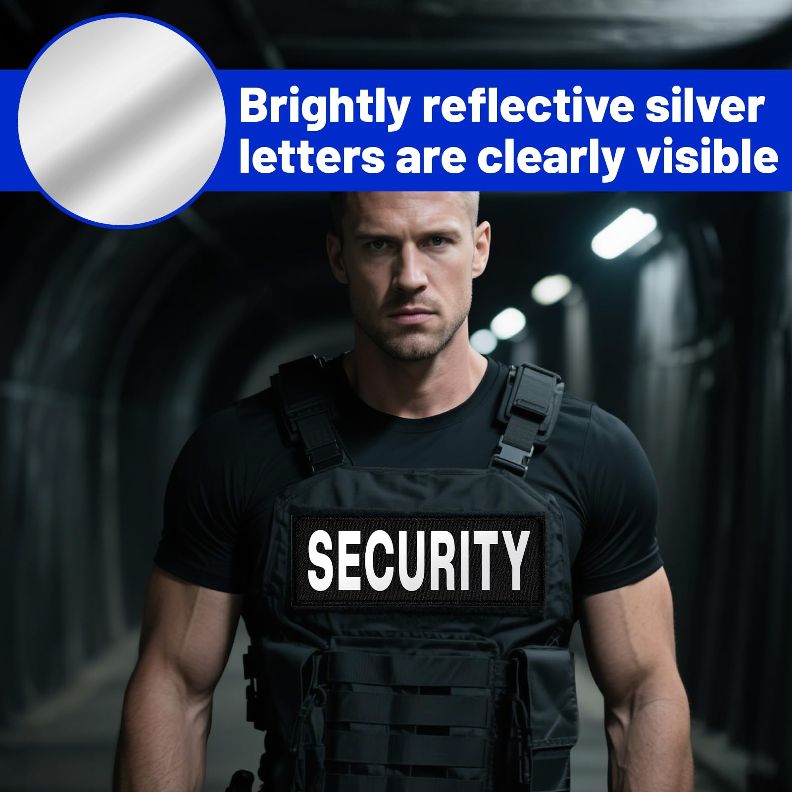 Security Patch, 2 Pcs Reflective Hook and 27*10cm, 14*6.5cm, Black
