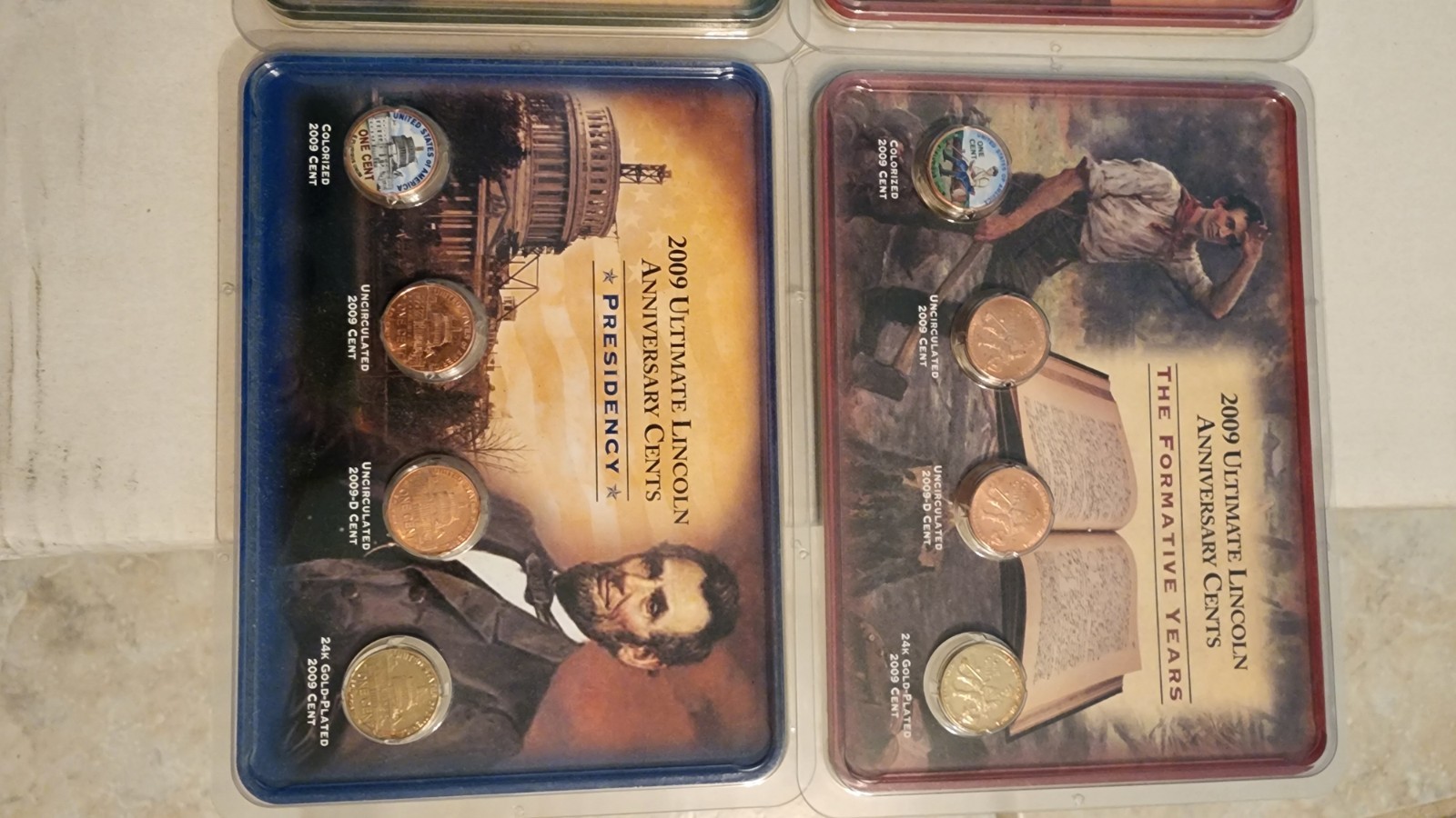 2009 Ultimate Lincoln Anniversary Cents 4 Set Colorized Gold Plated Littleton