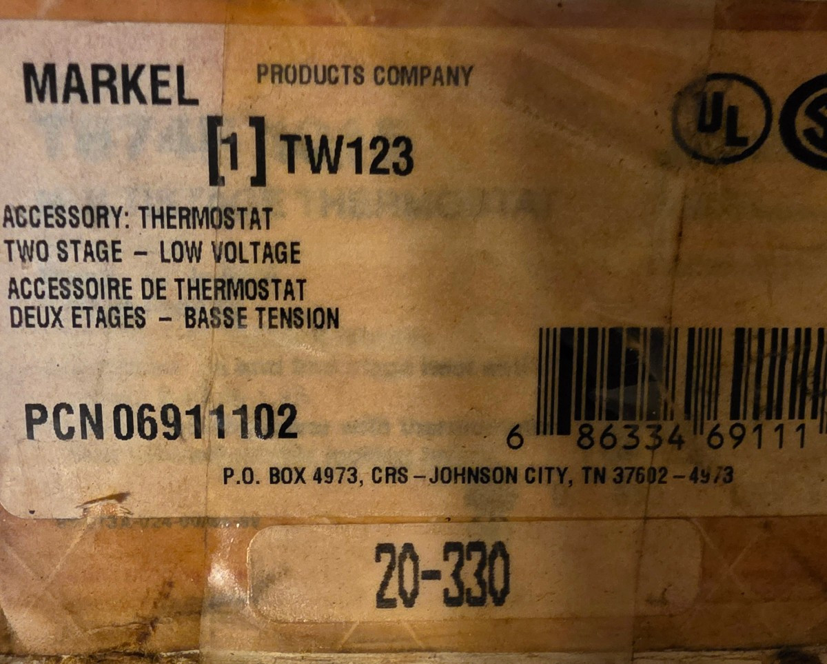 MARKEL TW123 TWO STAGE THERMOSTAT