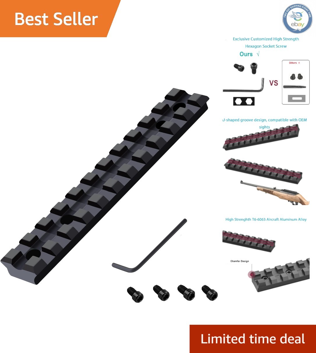 Customizable Picatinny Rail for 10/22 with Lightweight Design - Anodized Finish