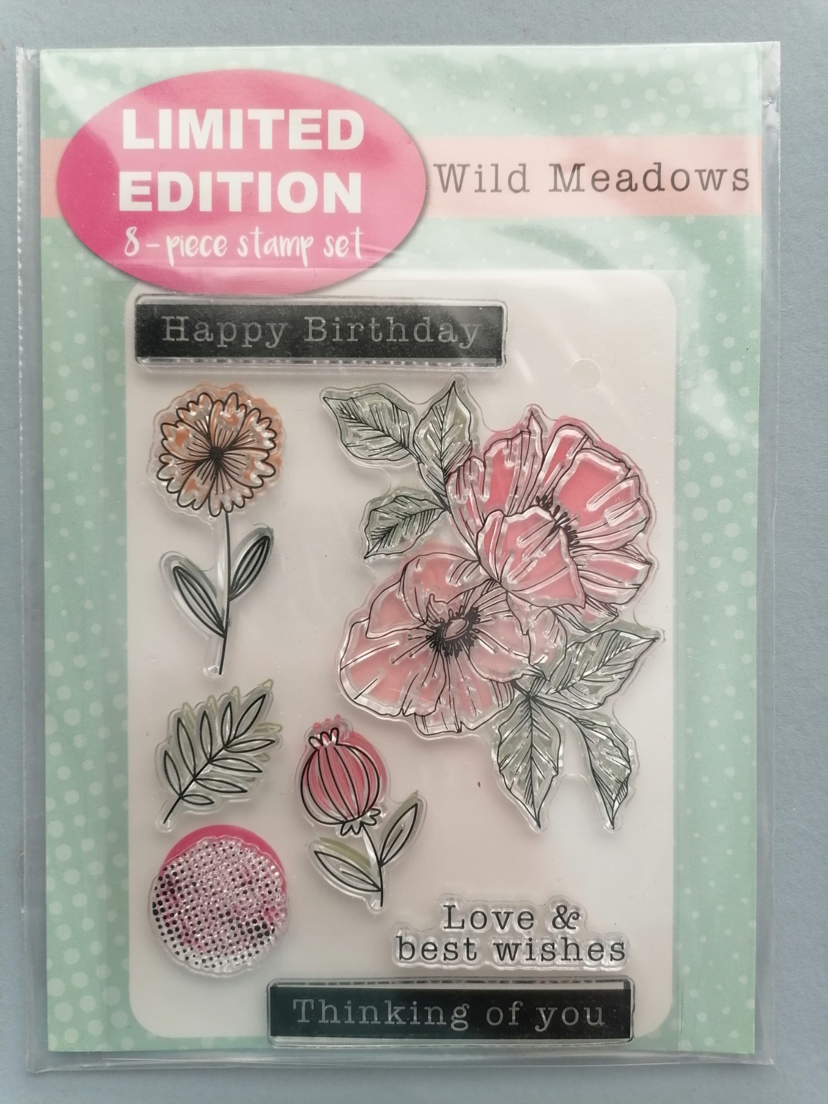 Limited Edition 8-pc Acrylic Stamp Set, Wild Meadows, Craftworld