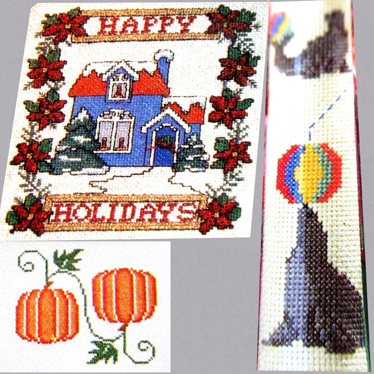 Happy Holidays Cottage Pumpkins Sea Lion Kaleidoscope CROSS STITCH PATTERNS