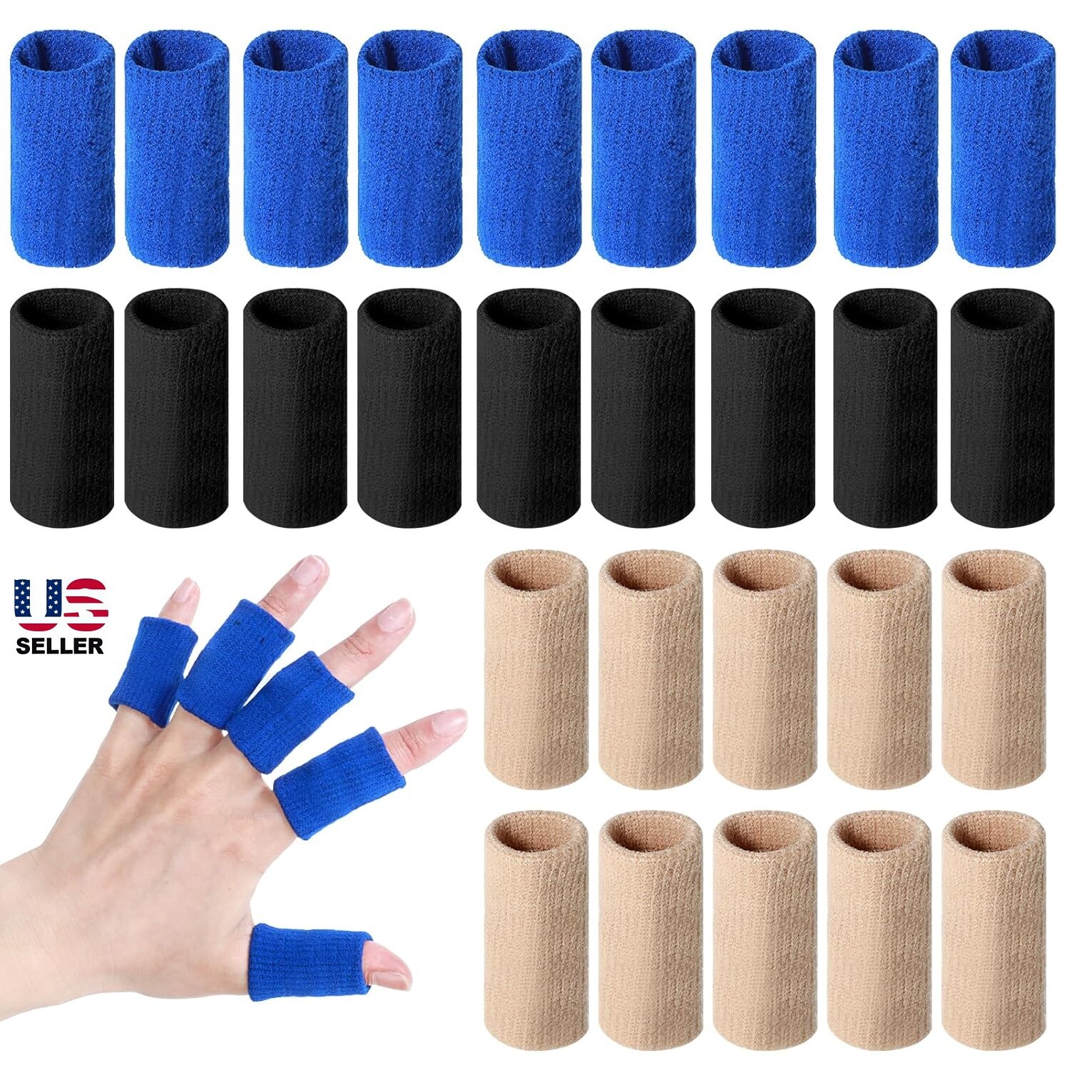 20×Finger Sleeves Splint Brace Finger Support Pain Arthritis Trigger Compression